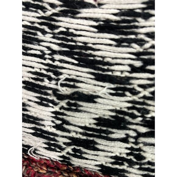 Sanctuary Chunky Knit Fringe Sweater Red Black Fair Isle Boho Size Small - Picture 12 of 16